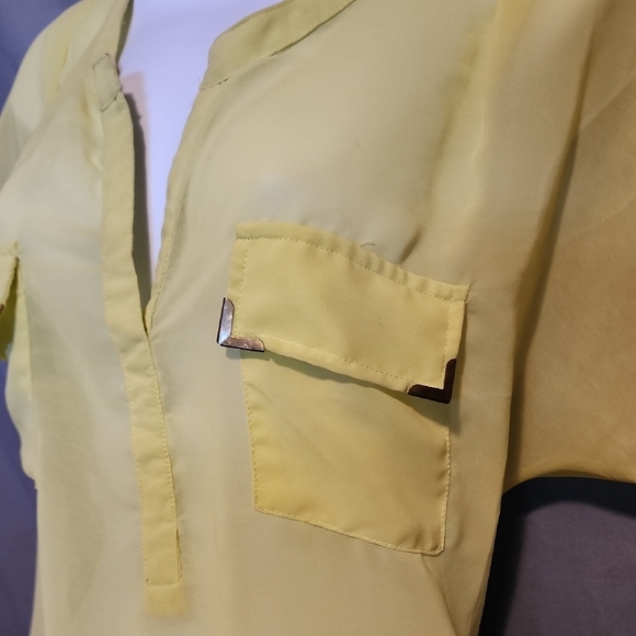 Live 4 Truth Yellow Cuffed Sleeve Polo Blouse - Picture 3 of 8